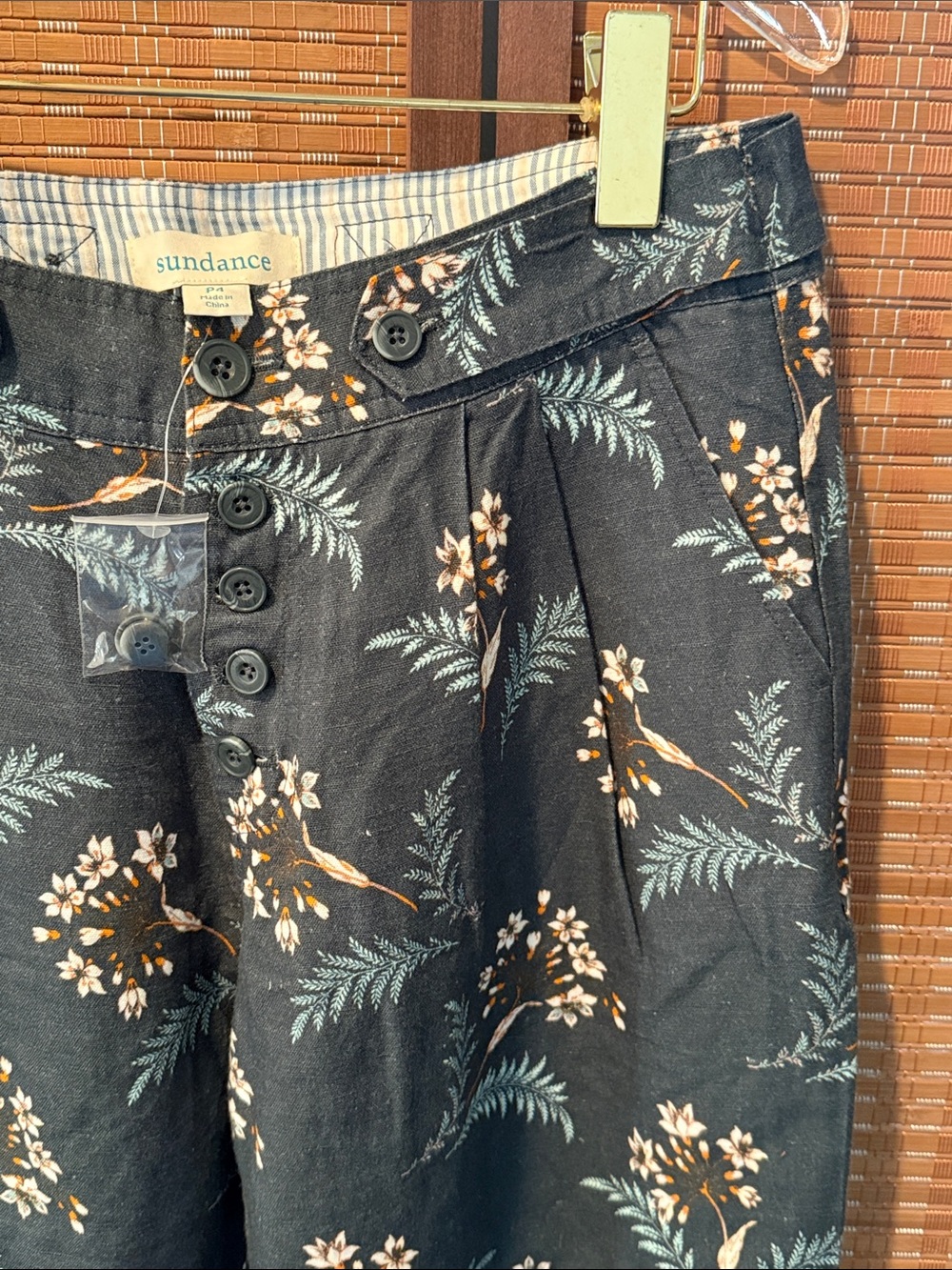New Sundance Breezy Benicia Linen Pleated Button Fly Pants Size 4 Petite - Picture 7 of 15